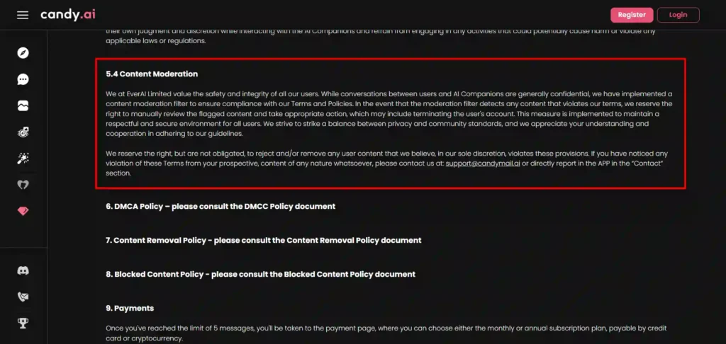 Candy AI Content Moderation Policy
