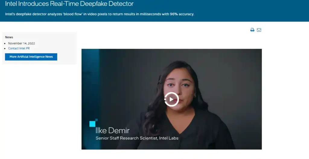 Intel's Real-Time Deepfake Detector