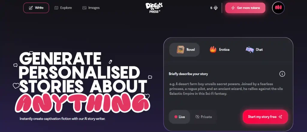 Dreampress AI - User Interface