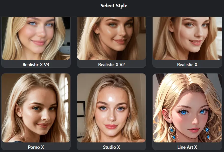 Createporn AI model styles