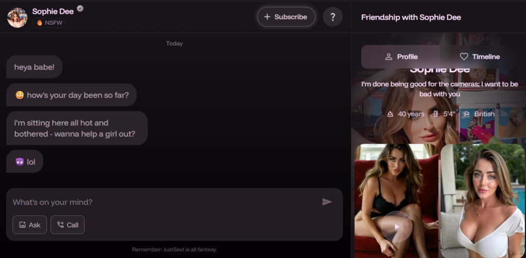 AI Sexting Chat Experience at JustSext