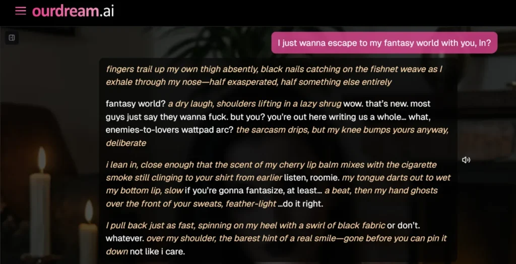 Fantasy Roleplay scenario with OurDream AI Girlfriend